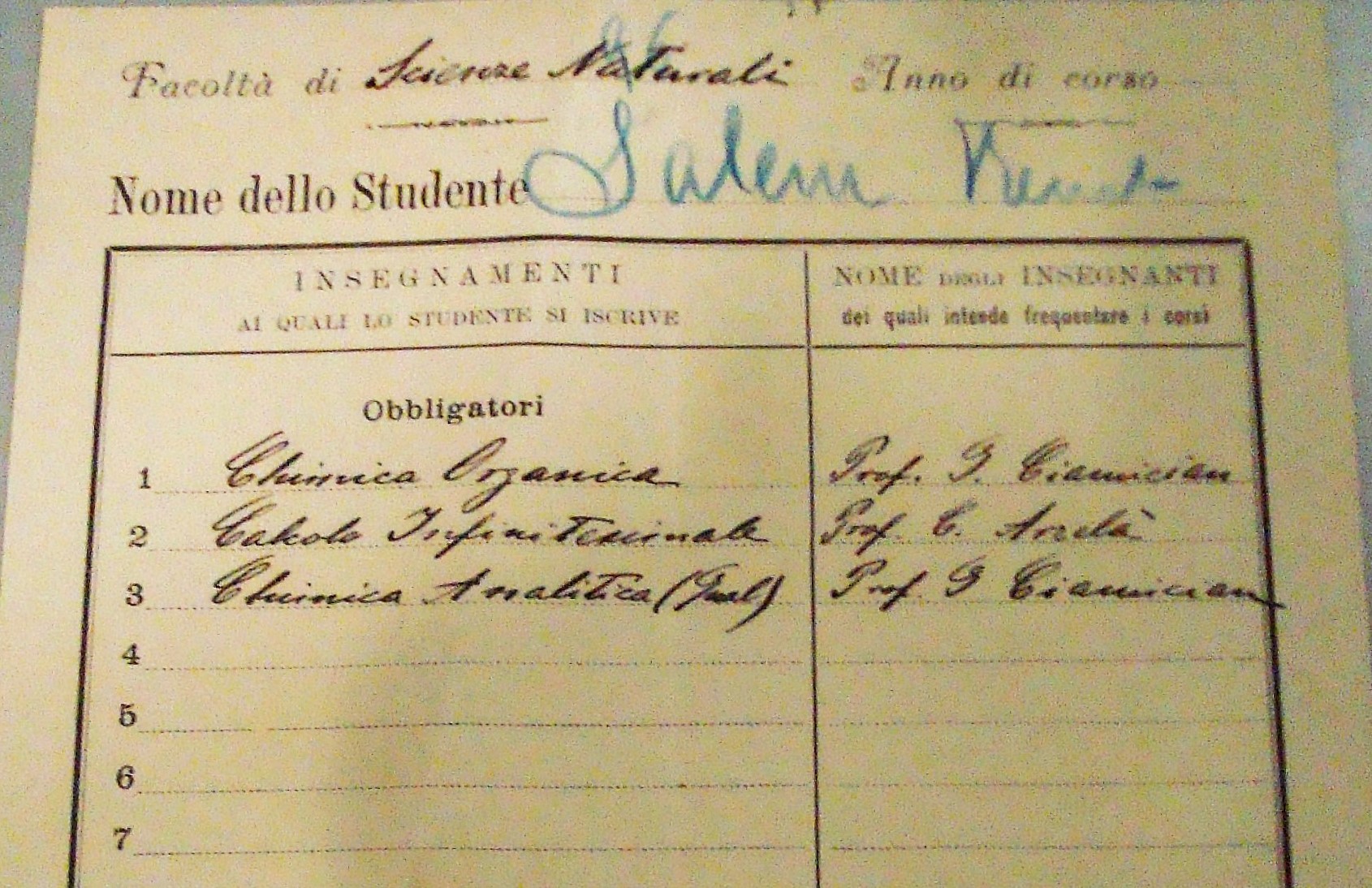 Alcuni esami sostenuti da Renato Salem all'Università di Bologna. Archivio Università Alma mater Bologna.